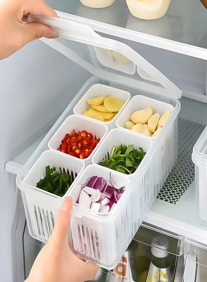 Parssufy Fridge Storage Boxes Freezer Storage Containers, Container for Kitchen Storage Set, Storage in Kitchen, Vegetable Storage, Draining Crisper Refrigerator Food Box White, Plastic (Pack of 1) - Image 1